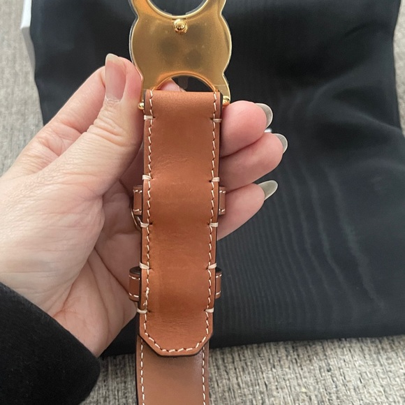 Celine triomphe Tan Leather Belt with Gold Accent - Picture 8 of 10
